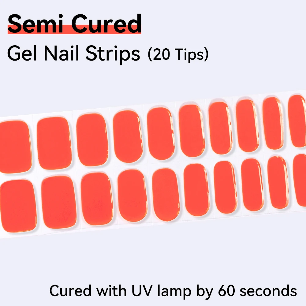 แผ่นเจลติดเล็บสีพื้นแบบกึ่งสำเร็จรูป 20Tips สำหรับทำเล็บเอง ติดทนนาน ใช้กับยูวี สติ๊กเกอร์ติดเล็บแบบไล่สี ปิดเต็มเล็บ สำหรับทำเล็บเจล