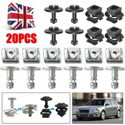 20pcs Engine Lower Guard Screw Snap Nuts Bolts For AUDI A4 A6 A8 TT Undertray Engine Under Cover Fixing Clips Screw Kit UK