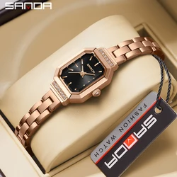 Fashion Sanda 1127 Leather Mesh Stanless Steel Women's Creative Dial Rose Gold Ladies Bracelet Female High Quality Quartz Watch