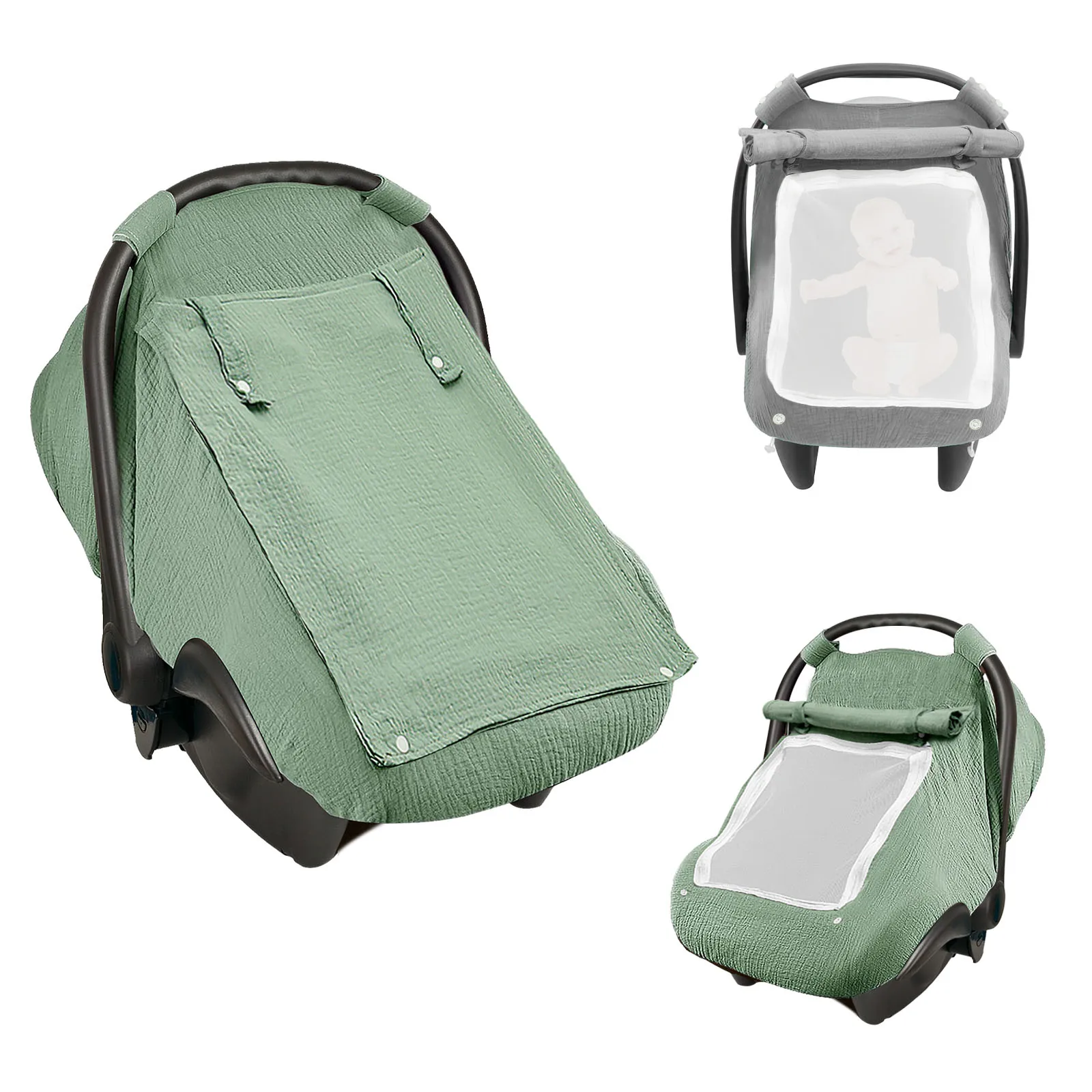 

Baby Car Seat Cover Universal Baby Stroller Accessories 3 Modes Windproof Infant Carrier Canopy with Two Way Zipper for Travel