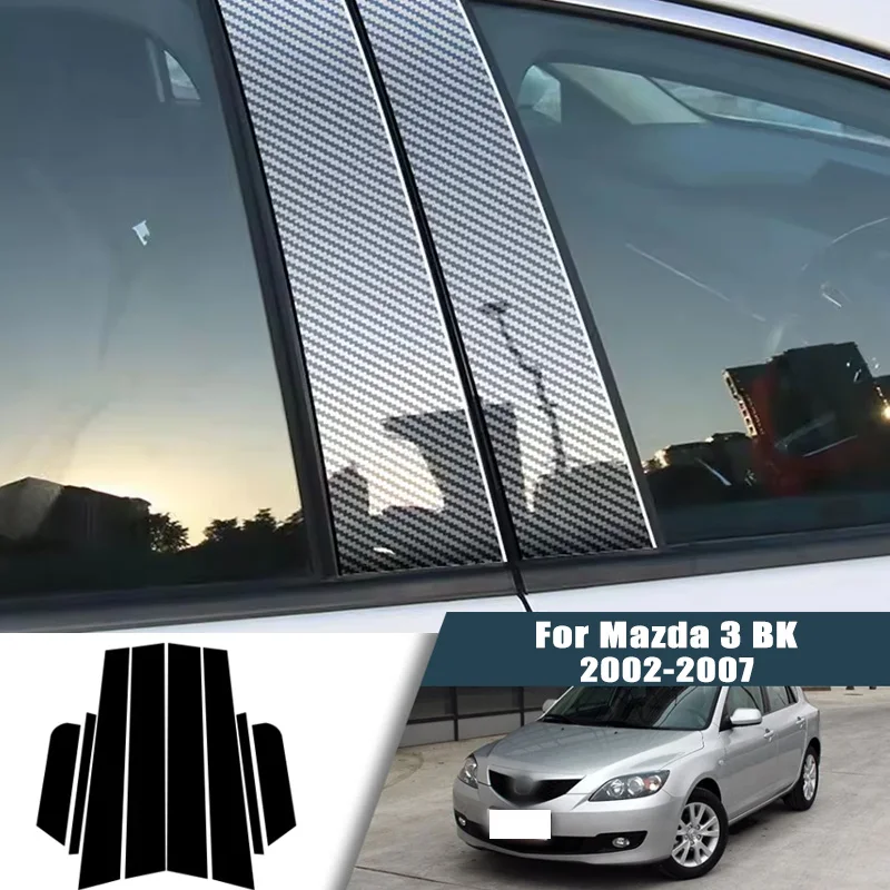 

Glossy Black Carbon Fiber Window Door Deal B C Pillar Post Cover Sticker For Mazda 3 BK 2002-2007 2003 2004 2005 2006