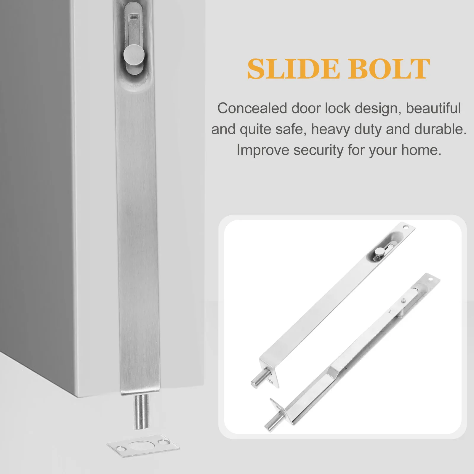 

Stainless Steel Double Locks Heavy Duty Flush Bolt Sliding Door Latches Bathroom Door Lock Silver Color Easy