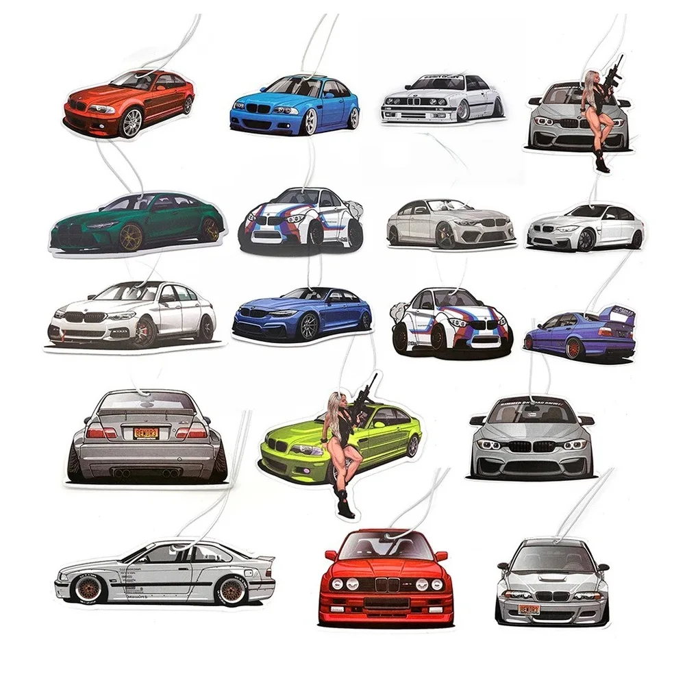 سباق السيارات الهواء المعطر معلقة السيارات مرآة الرؤية الخلفية العطور قلادة ورقة الصلبة JDM لسيارات BMW F30 E46 E90 M3 M4 M5 اكسسوارات