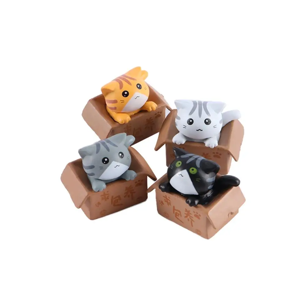 Cute Garden Decoration PVC Kitten Crafts Cartoon Car Figurine Kitty Model Small Statue Poor Box Cat