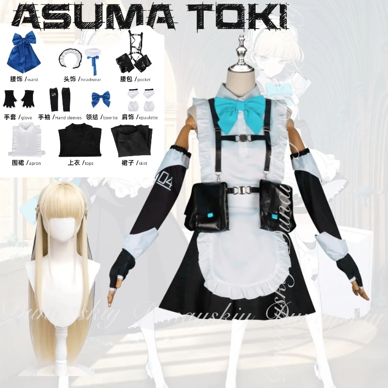 

Asuma Toki Cosplay Blue Archive Game The Fifth Agent With The Dress Short Or Long Style With White Wig Cosplay Costume Full Suit