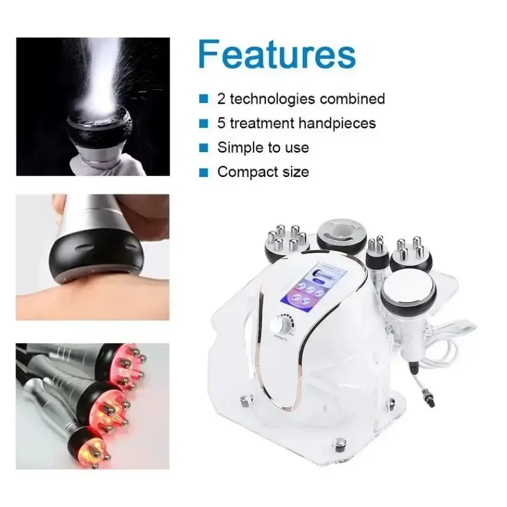 Draagbare 5 In 1 RF Cavitatie Afslanken Machine 40K Vacuüm Liposuctie Huidverstrakking Gewichtsverlies Vetverbranding Lichaam vormgeven Apparaat