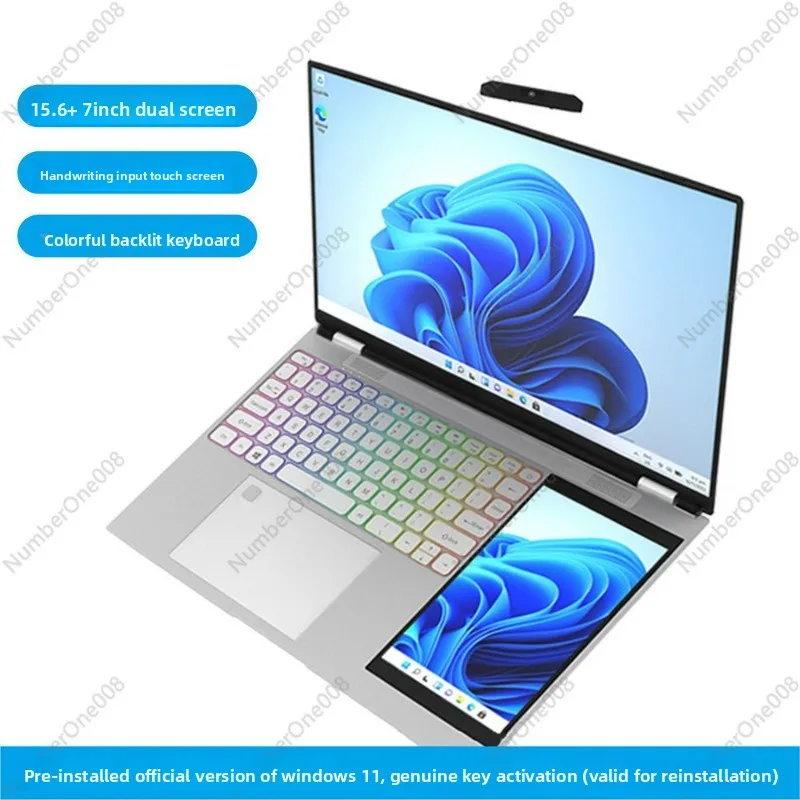 Novo Laptop Dobrável de 15.6 Polegadas com Tela Dupla 2026, N95 (Até 3.4GHz), 16GB RAM, 1TB SSD, Tela Sensível ao Toque 2K
