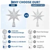 13.4" Large Hollow Christmas Tree Finial Star Reflective Holographic Iron Treetop Decoration, Lightweight & Sturdy Xmas Tree Crown for Indoor Holiday Home Decor 6