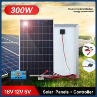 300W Solar Panel 12V Portable Solar Cell Outdoor Rechargeable Solar Kit Household Solar Generator Solar Charger RV Power Supply