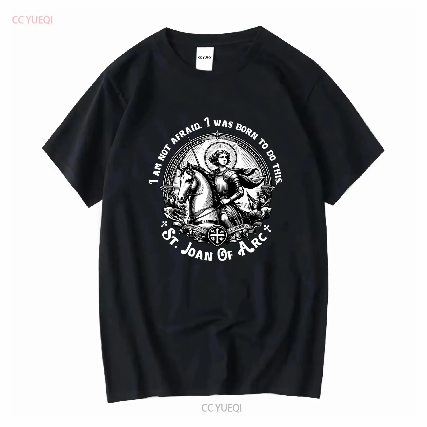 Vêtements d'église catholique de style bohème vintage, t-shirt Saint Jeanne d'Arc, motif religieux et spirituel, manches longues ou courtes.