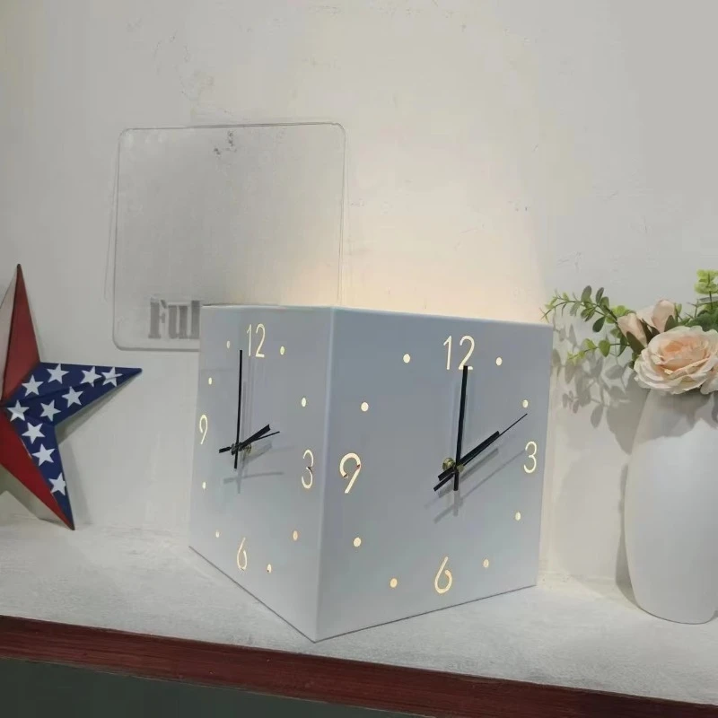 

26X26CM cm Needle Home Deco Clock Square Double Sided Metal Cheap Watch Living Room