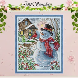 Snowman Cartoon Patterns Counted Cross Stitch Set DIY 11CT 14CT 16CT Stamped DMC Cross-stitch Kit Embroidery Needlework Crafts