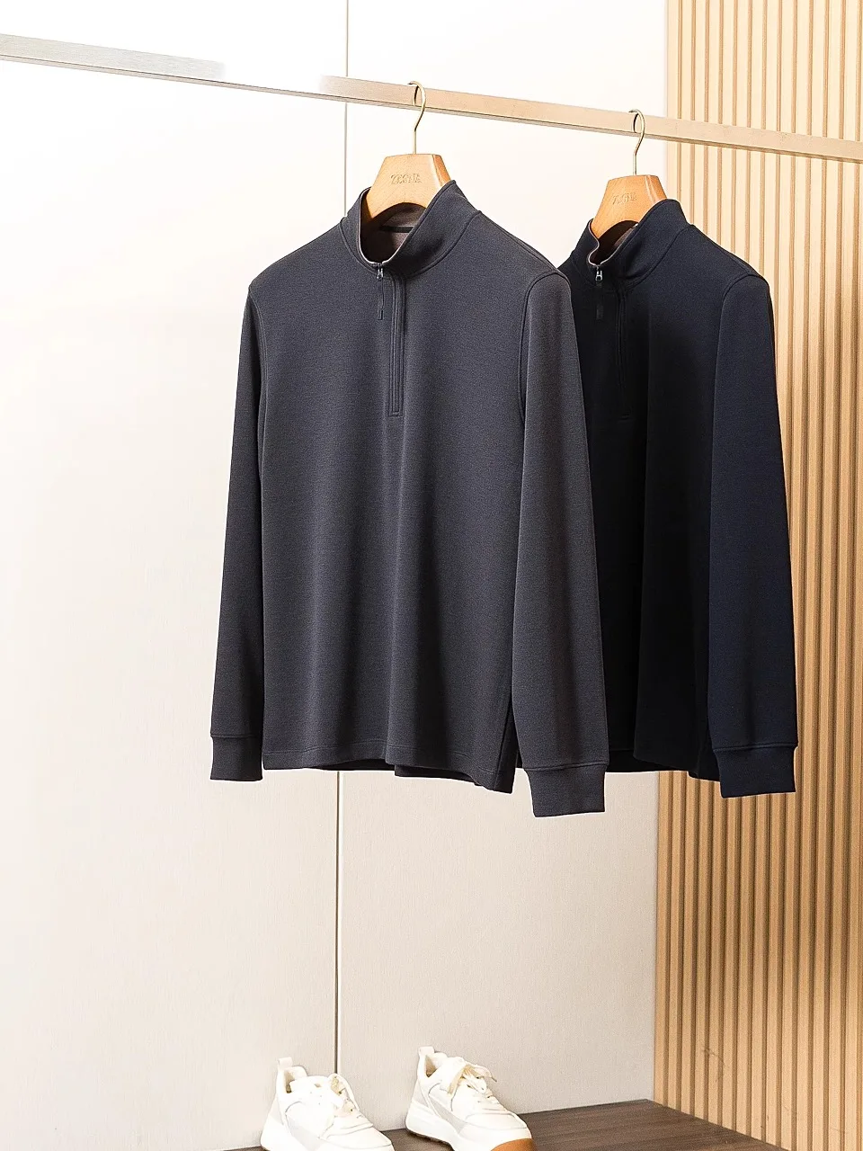 

Ele Gentleman, высококачественная мужская шерстяная футболка на молнии, уличный модный городской длинный свек, однотонный зимний вязаный свитер