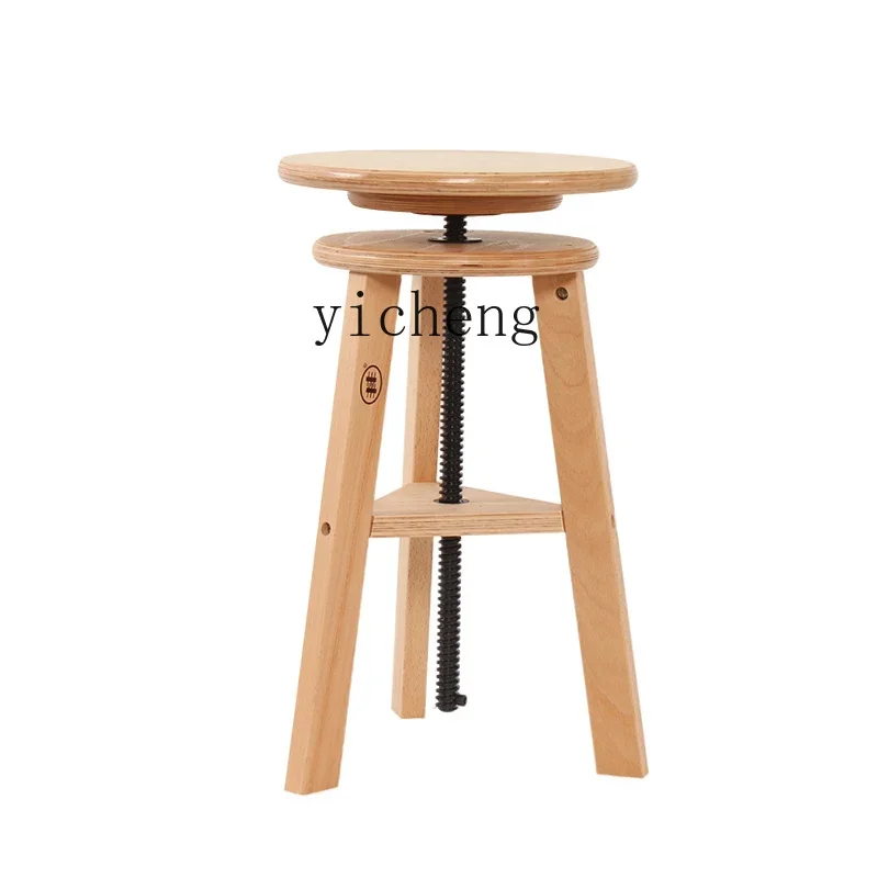 ZK easel stool lifting wood solid wood rotating studio special studio stool