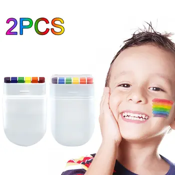 12色水溶性彩虹顏料盤 兒童臉部身體彩繪,萬聖節舞台妝 身體彩繪顏料 臉部彩繪 8 最佳銷售 彩虹臉部彩繪 - №4