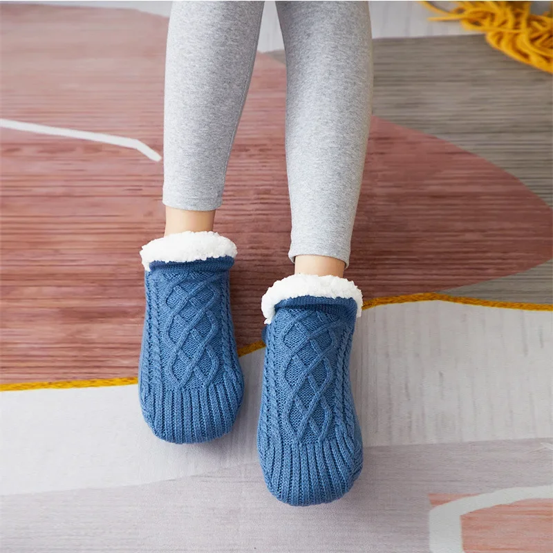 Children Floor Socks Thick Velvet  Winter Women Men Slippers Family Bottom Indoor Home Shoes Boys Girls Non-slip Socks