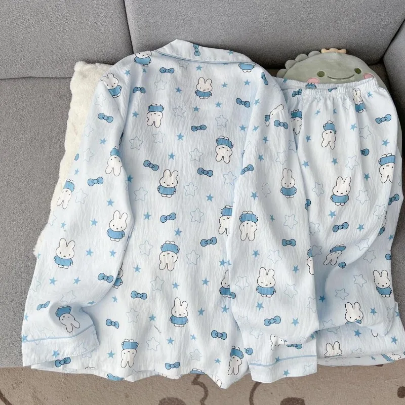 Neuer Miffy-Kaninchen-Cartoon-Pyjama, süßer Mädchenanzug, bequem, atmungsaktiv, zum Tragen im Freien, langärmelige Hose, lässiger Hausanzug. – Detail 6