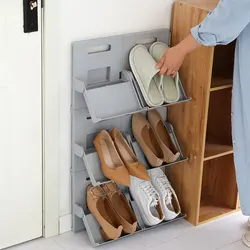 Foldable Vertical Shoe Rack Without Drilling Easy Assembly Suitable For Entrance And Bathroom Wall Mounted Slippers Storage