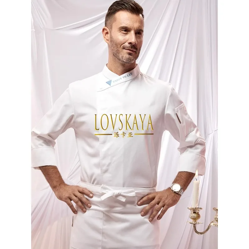 Uniforme de chef de manga larga para hombres y mujeres, manga corta, fino, de alta gama, gran tamaño, uniforme de trabajo de chef, cocina de verano, transpirable