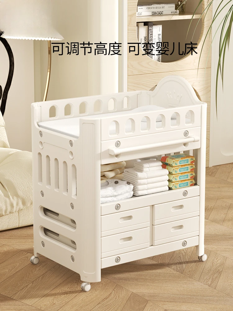 Baby diaper table nursing table baby diaper changing, massage, touching and bathing, movable multifunctional newborn crib