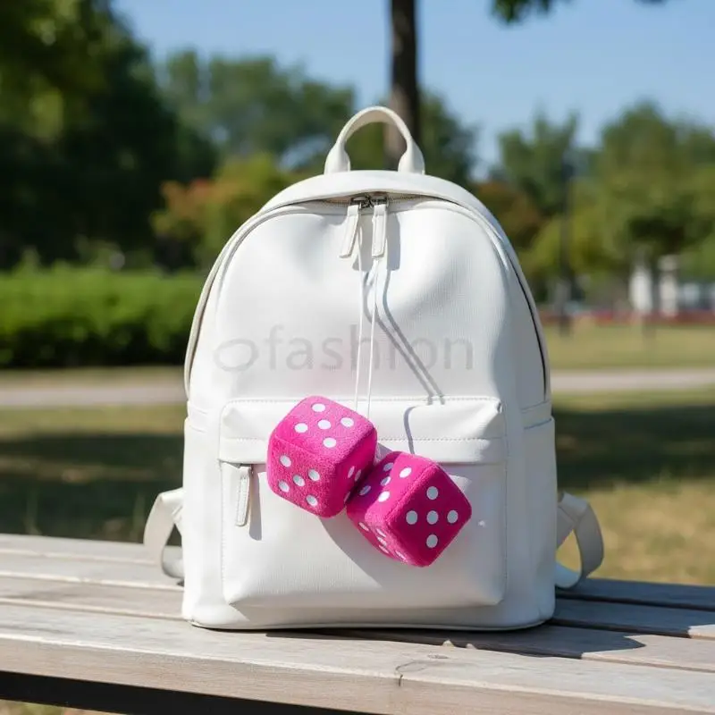 SUSU 2pcs Plush Dice Toys Velvet Pendants Car Hanger With Suckers Stress Relief Squeeze Cube Fluffy Stuffed Decoration