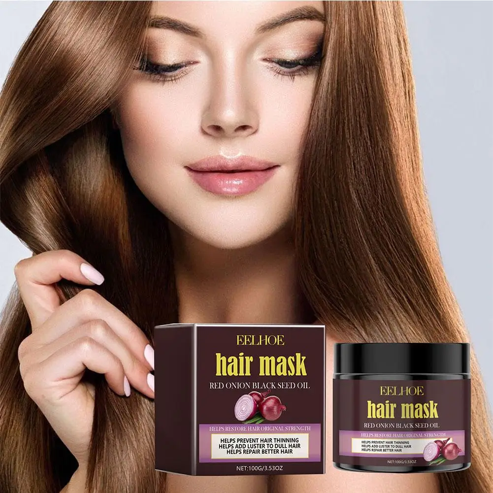 100G Red Onion Black Seed Oil Hair Mask - Deep Conditioning Hair Mask for Dry Damaged Hair Moisturizing & Strengthening For K4R4