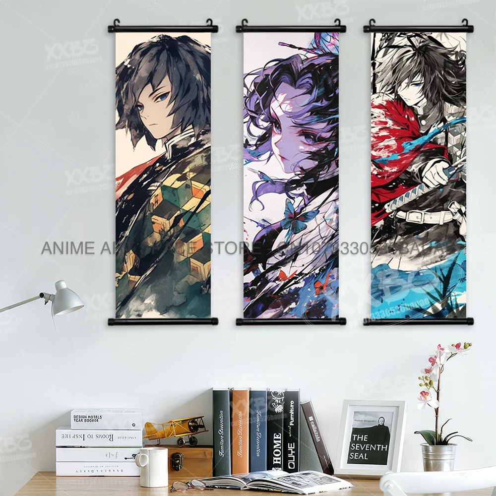 Demon Slayer Hanging Painting Anime Home Decoration Rengoku Kyoujurou Canvas Scrolls Pictures Himejima Gyoumei Poster Wall Art