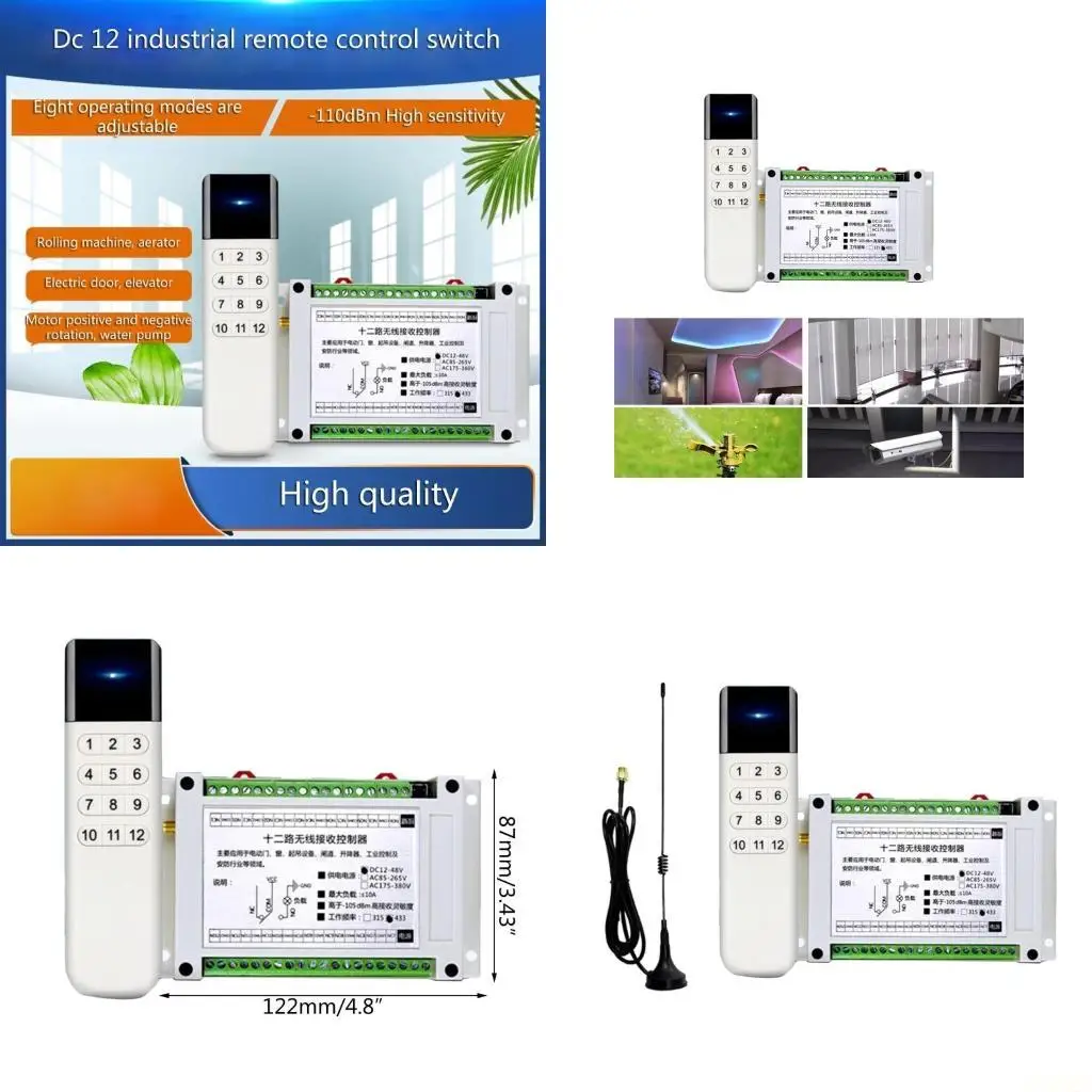 

B03F Wireless Remote Control 12 Channel Management Compatible for 12V 24V 220V Electronics Multiple Devices Easy Convenient