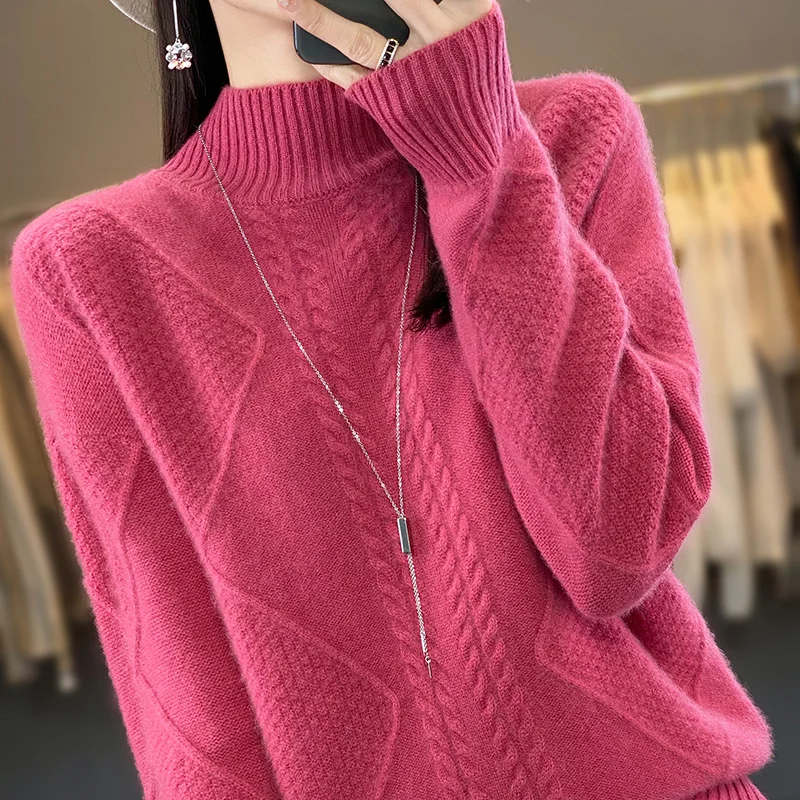 New Cashmere Sweater Women's Turtleneck Pullover Women's Casual Fashion Long Knitwear Women's Autumn And Winter Korean Version