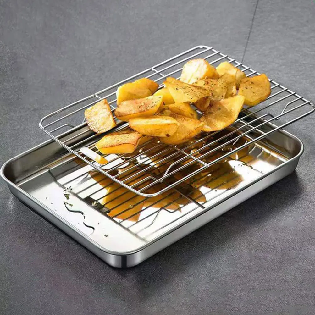 

Stainless Steel Baking Sheet Cooling Rack Set Oven Tray Pan Heat Resistant Mirror Finish Easy Release Fits Various Pans