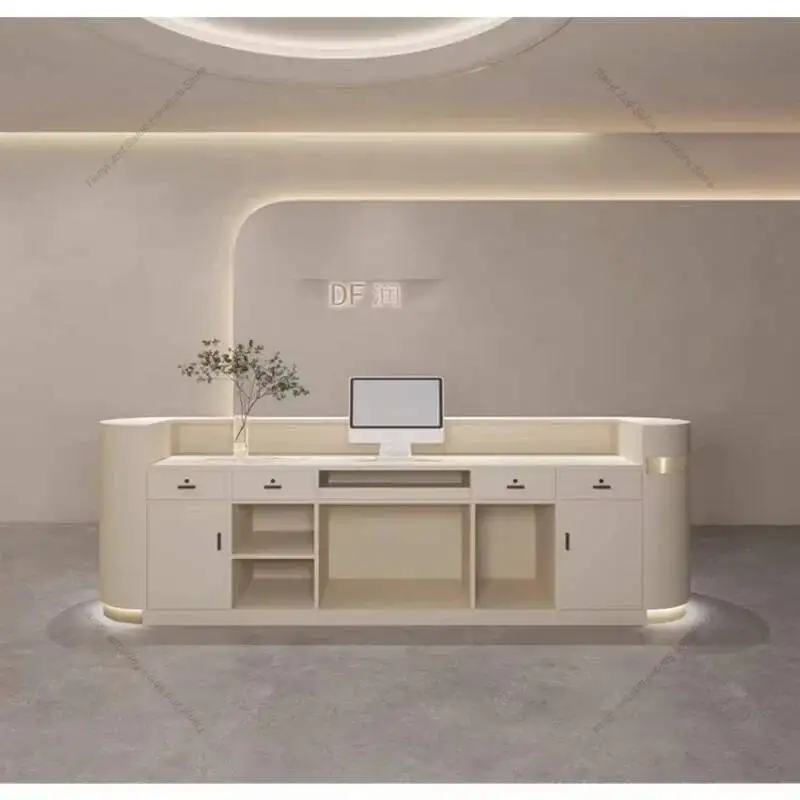 

Luxury Furniture - Modern Nordic Cream-Style Reception Desks Specifically Designed for Beauty Salons and Customer Centers