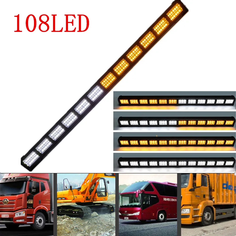 

108LED Car Emergency Strobe Light Bar Trucks Roof Lights Car Windshield LED Strobe Lights Safety Signal Warning Light 12V-24V