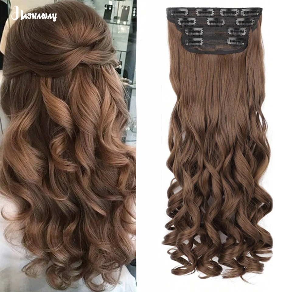 Cabello rizado ondulado para mujer, cabello sintético BB Clip, rollo de princesa, cuatro piezas, Rollo romano, peluca romana, uso diario, 20 pulgadas