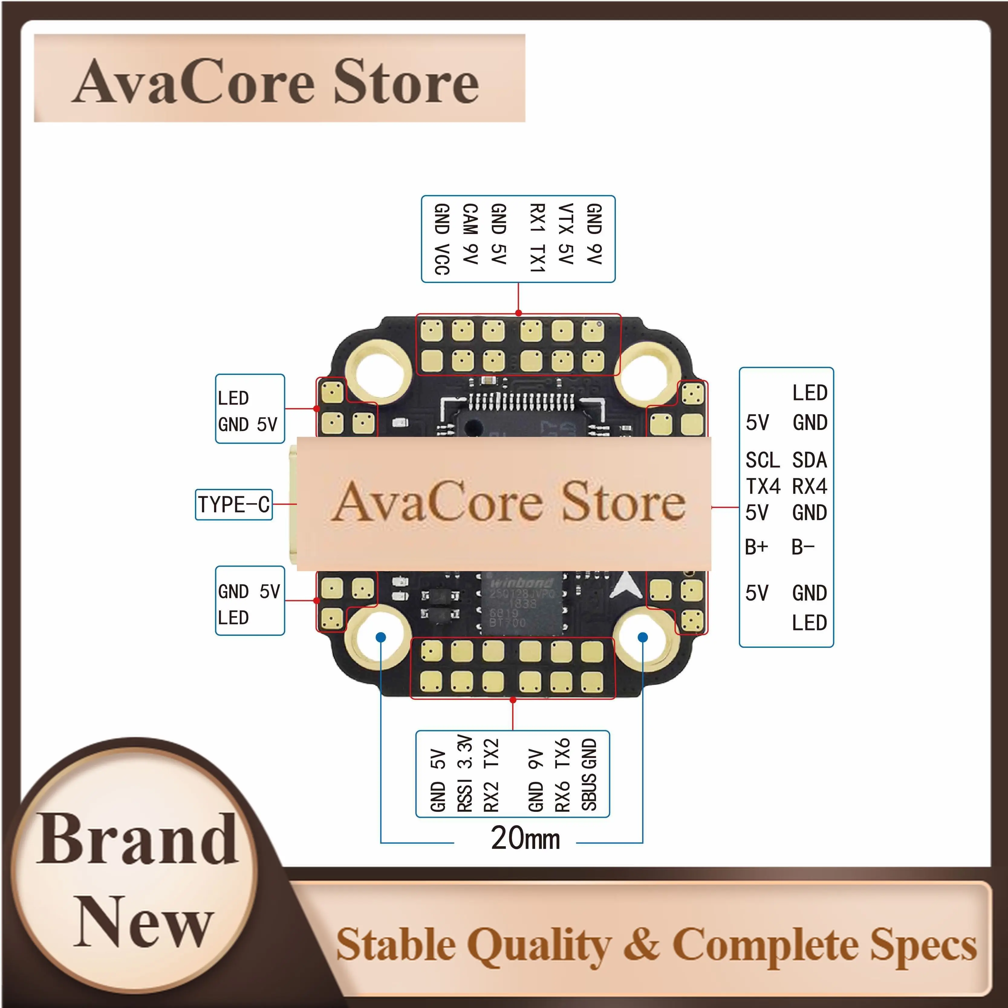 AvaCoreHAKRC F722 DM Mini 3~6S 20*20mm Flight Controller For RC FPV Racing Drone RC Quadcopter Spare Parts RC Parts DIY Accessor