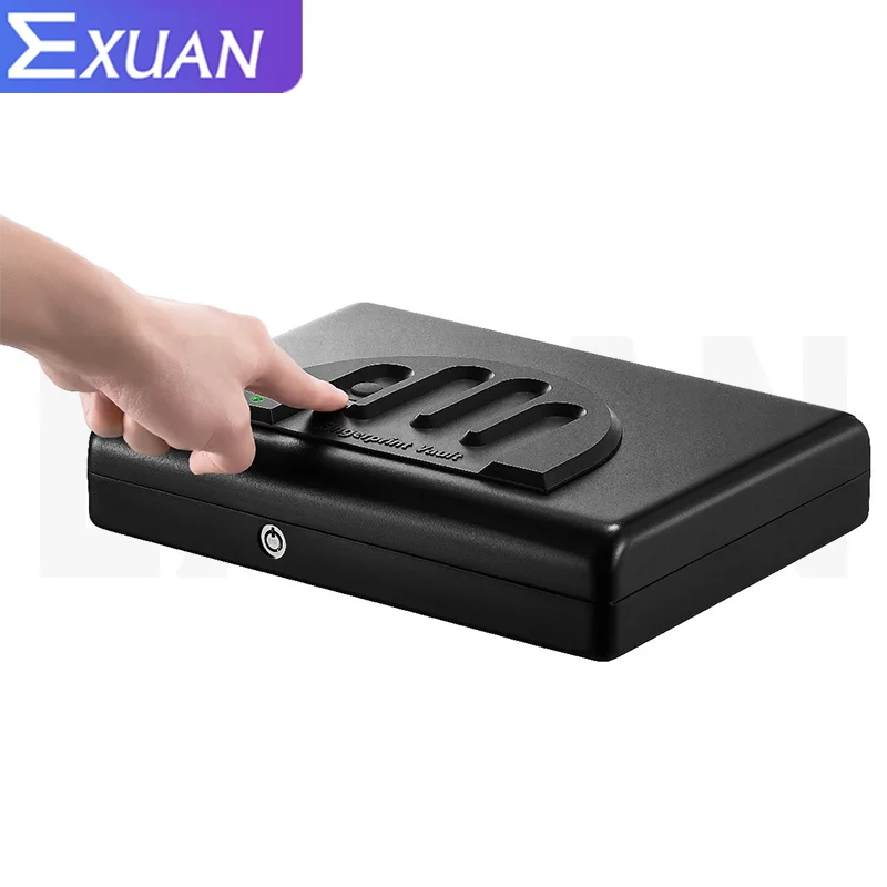 Biometric Gun Safe  Solid Steel Security Gun Key Valuables Jewelry Box Protable Security Fingerprint Stor Gun Safe with Key