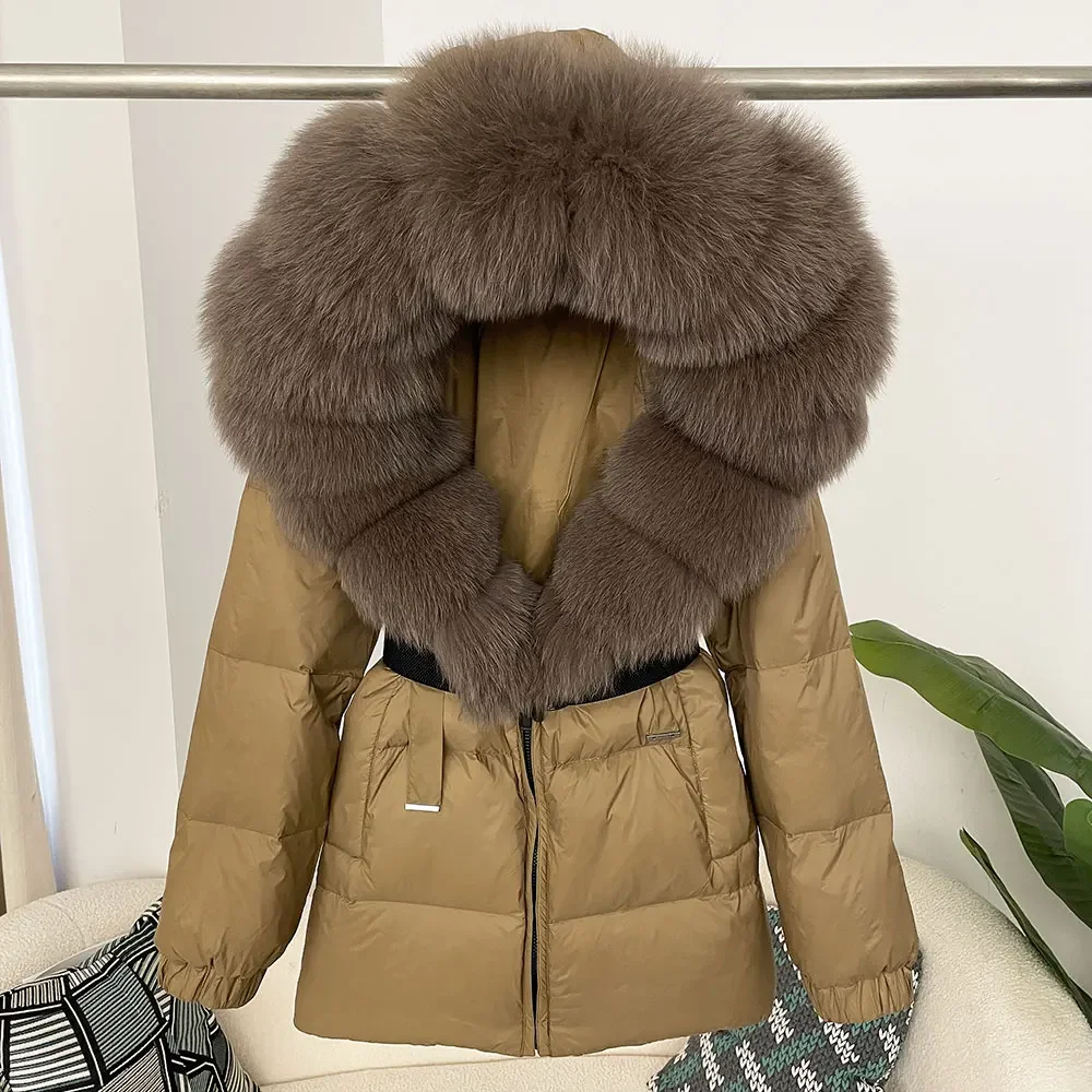 OFTBUY 2024 Winter Puffer Jacket Women Real Fox Fur Hooded Thick Warm White Duck Down Coat Female Parkas Waterproof Fur Jacket