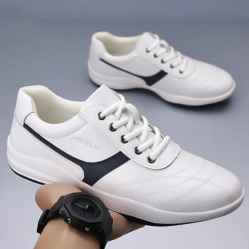 Four Seasons Men's Golf Sneakers Leather Casual Sneakers Low Top Golf Shoes 38-44 Comfortable Outdoor Golf Sneakers