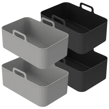 2PCS Air FryerซิลิโคนถาดจานDual 2 ตะกร้าBaking Panเตาอบหม้อแผ่นLiner Dual Air Fryerอุปกรณ์เสริมสําหรับNinja Foodi