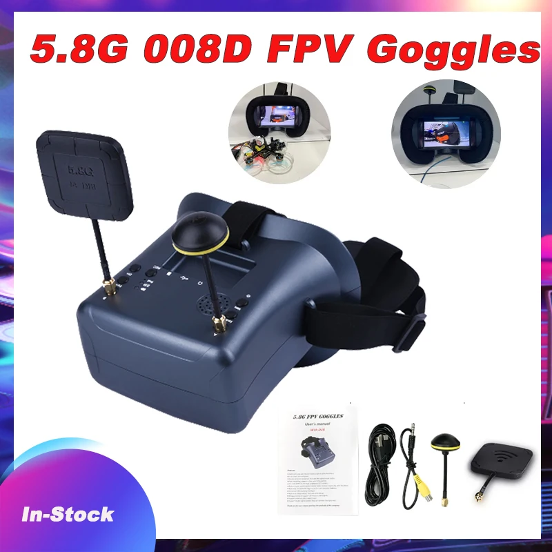 008D PRO FPV Goggle 5.8GHz 40ch Receiver with DVR 3.7V/2000mAh Battery 4.3 inch HD LCD 16:9 for Racing Drone Micro BWhoop Drone