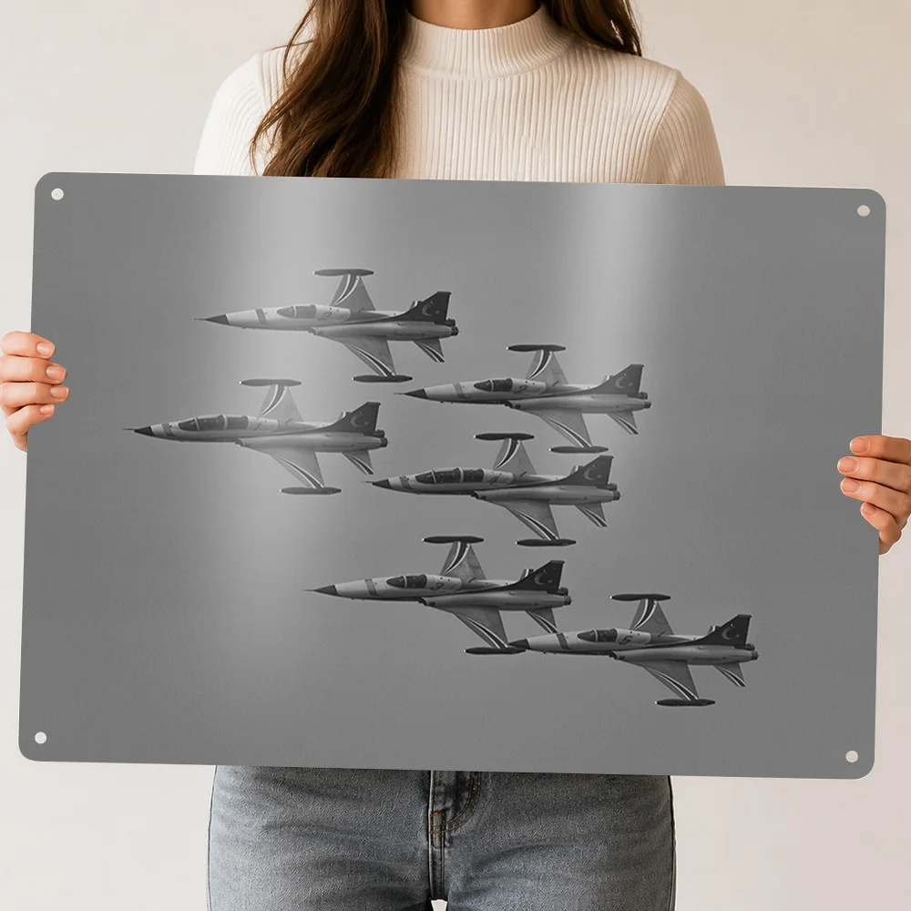 Jet Fighters in Formation Poster Retro 3D Printed Metal Signs Customized Wall Hanging Gift for Home Decor Living Room Interior