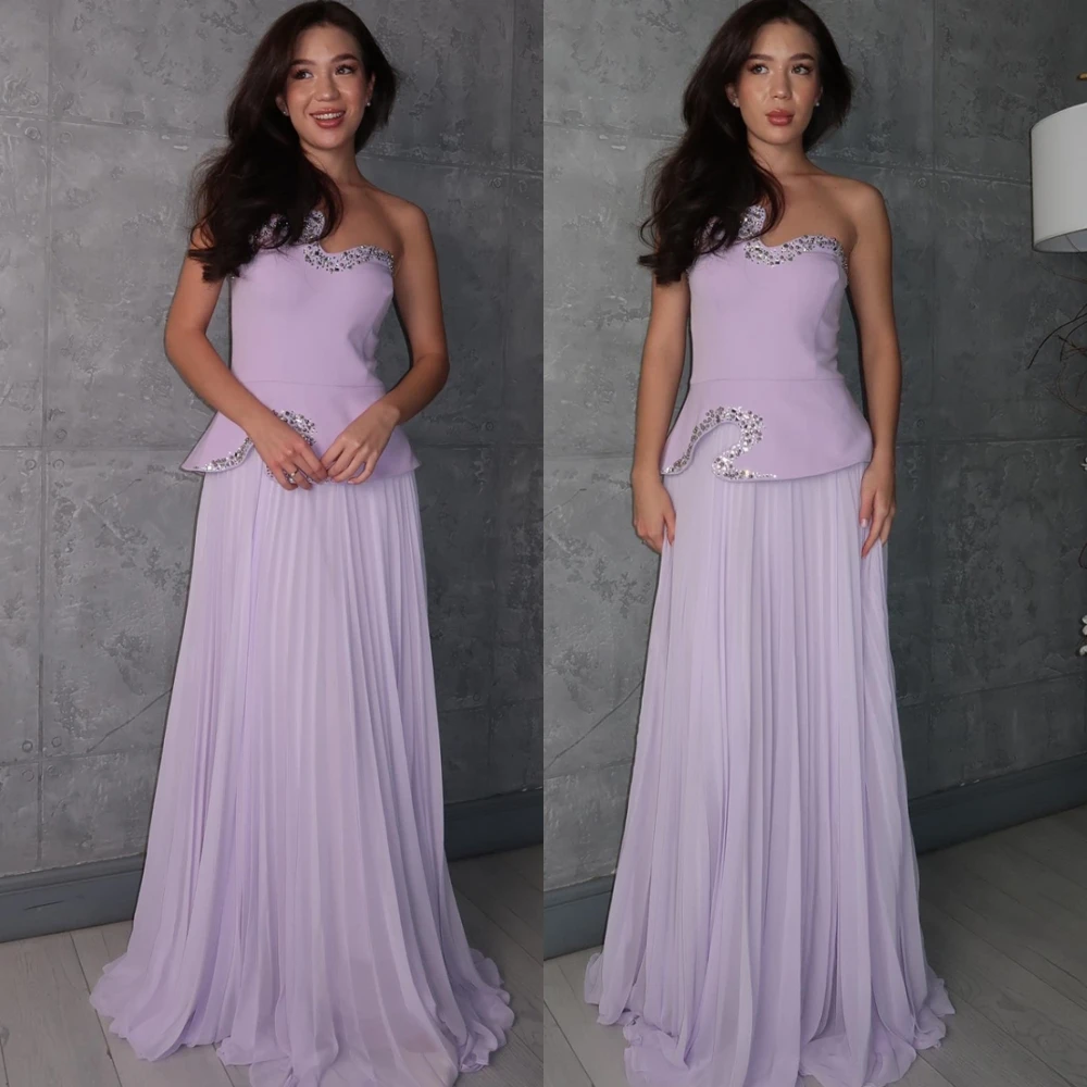 

Customized Elegant Chiffon Straight Evening Dress Exquisite Sequined Prom Dresses Luxury Crystal Special Occasion Gowns