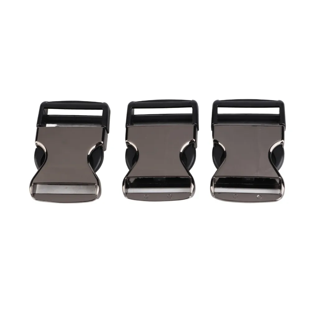 3pcs BlackSilver Metal Side Release Buckle Metal Alloy Sturdy Parachute Buckle Glossy Finish Side Release Buckles Backpacks