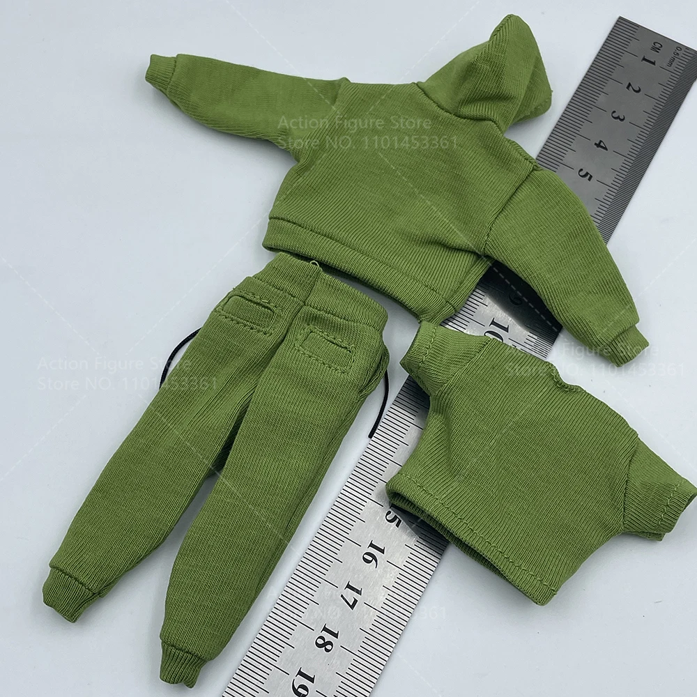 Ensemble de vêtements trois pièces pour hommes, échelle 1/12, sweat-shirt à manches courtes, t-shirt et pantalon, document vert trempé, convient au corps de figurine d'action masculine de 6"