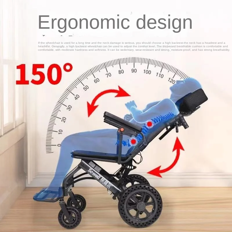 Aircraft Elderly Wheelchair Manual Wheelchair Folding Lightweight Hand Pushing Portable Small and Easy Mobility Vehicle