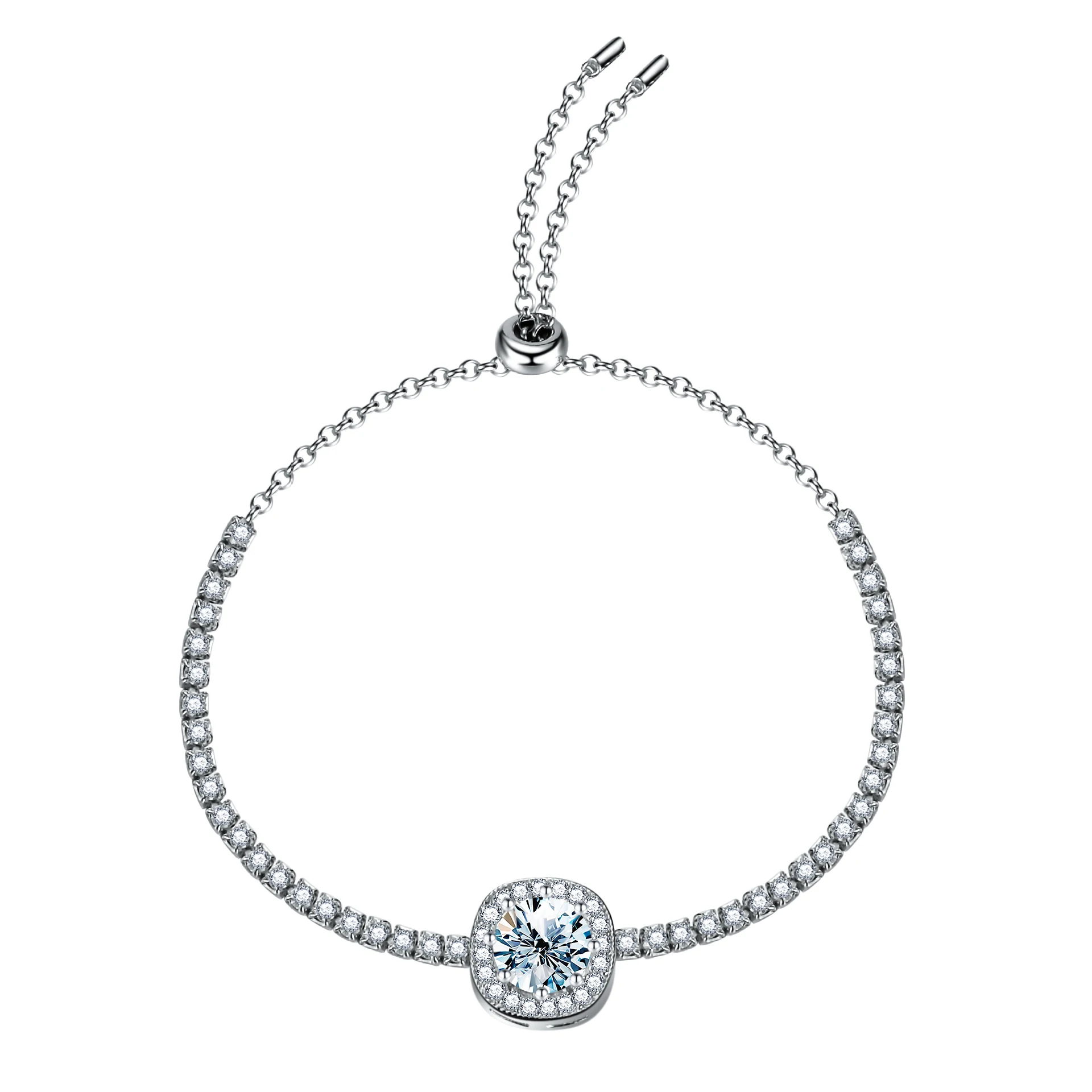 KNB تألق 1CT ريال مويسانيتي الماس ساحة هالة سوار للنساء ريال 925 فضة فاخر غرامة مجوهرات 2023 الاتجاه