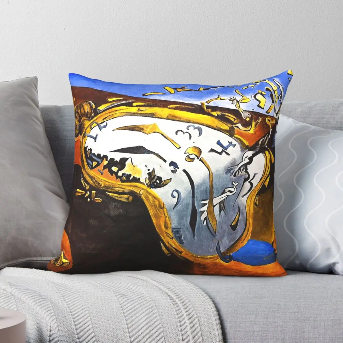 Melting Watch By Salvador Dali Square Pillowcase Polyester Linen Velvet Creative Zip Decor Throw Pillow Case Bed Cushion Cover
