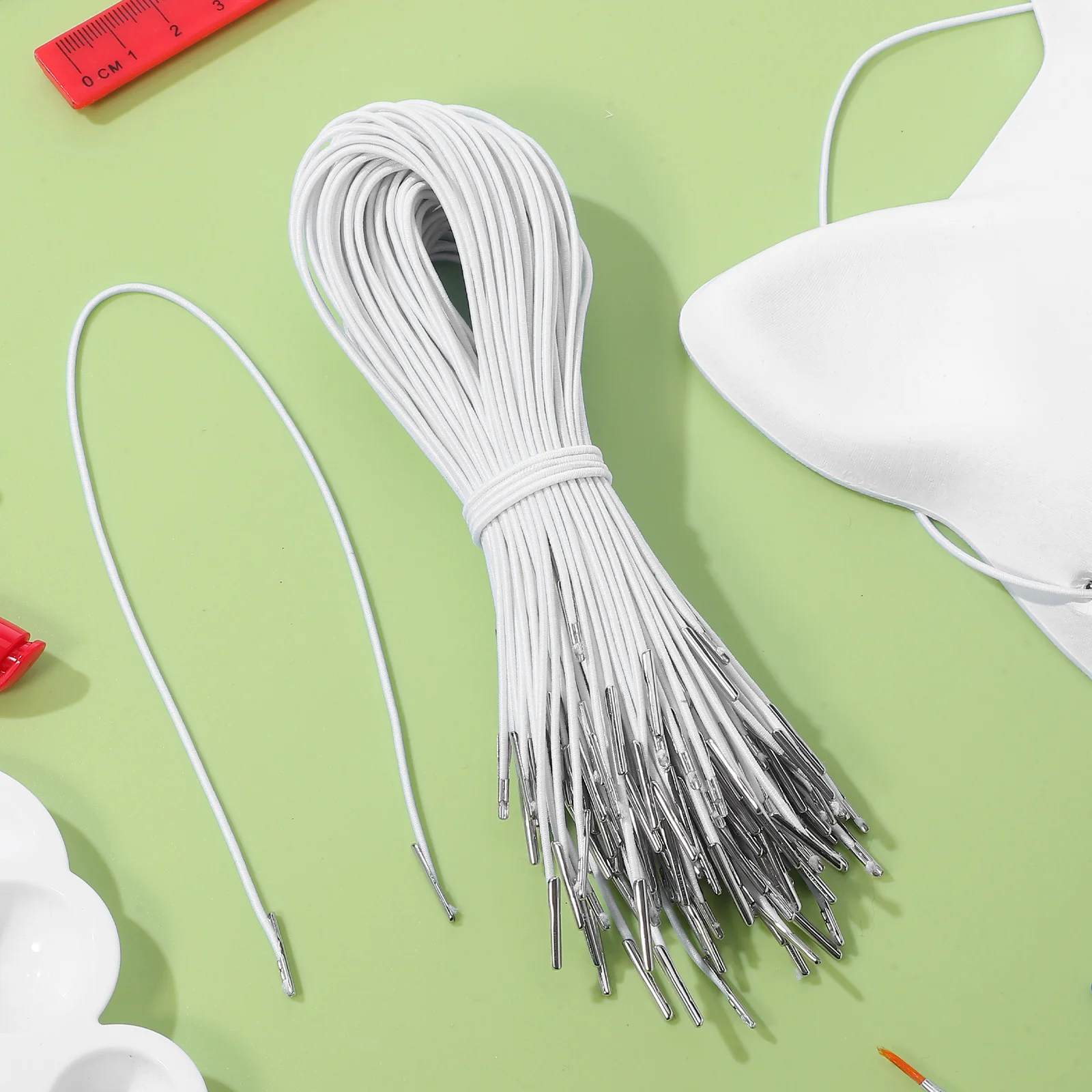 

200Pcs Stretch Elastic Cord Metal Barb for Hat Mask Fastener Adjustable DIY Chin Strap Elastic Band for Party Hats