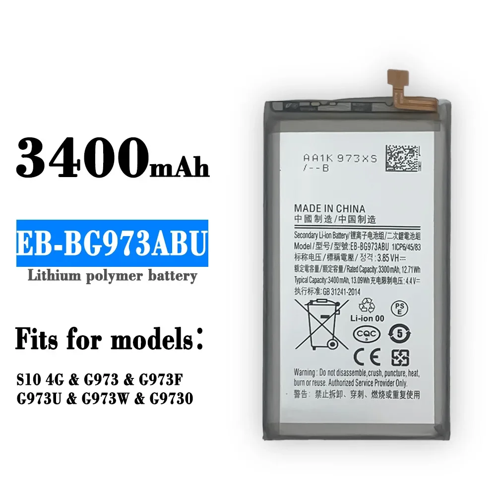 EB-BG973ABU Rechargeable Battery For Samsung Galaxy S10 SM-G9730 SM-G973 G973F G973U G973W G9730 3400mAh Phone +Tools