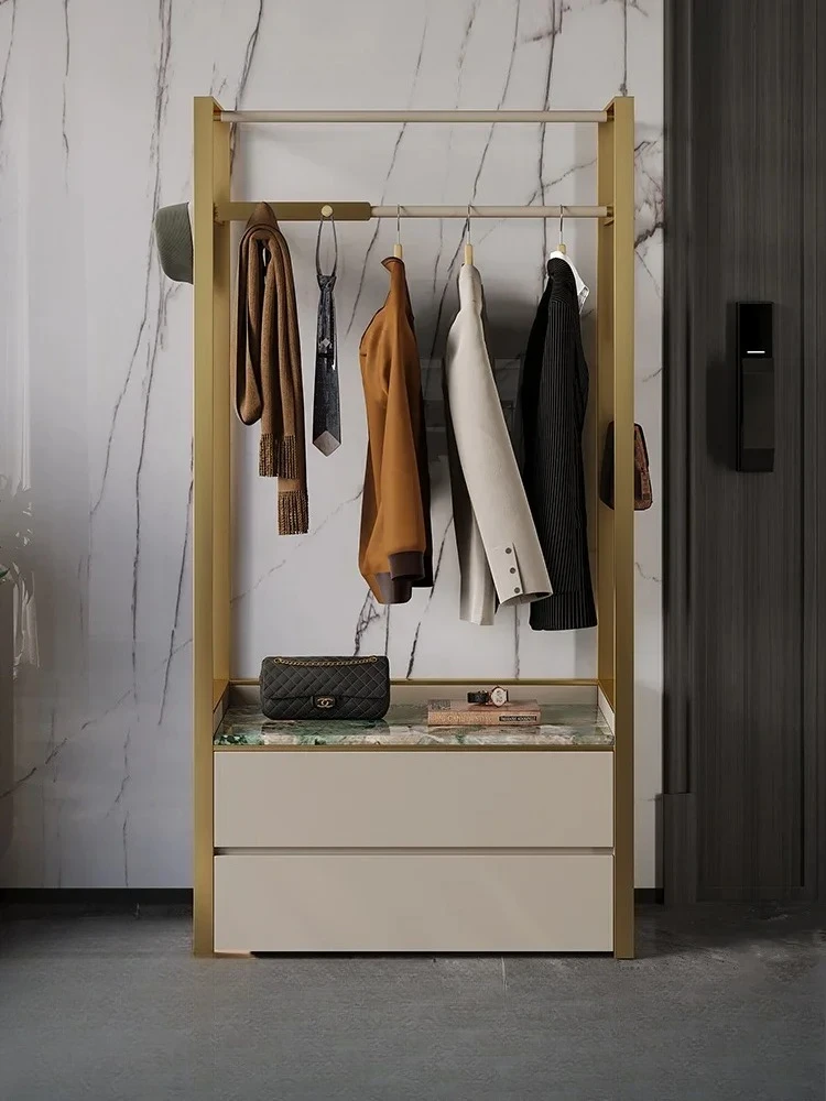 

N Light Luxury Coat Rack Floor Stainless Steel Fashion Designer High-End Simple Storage Clothesline Pole