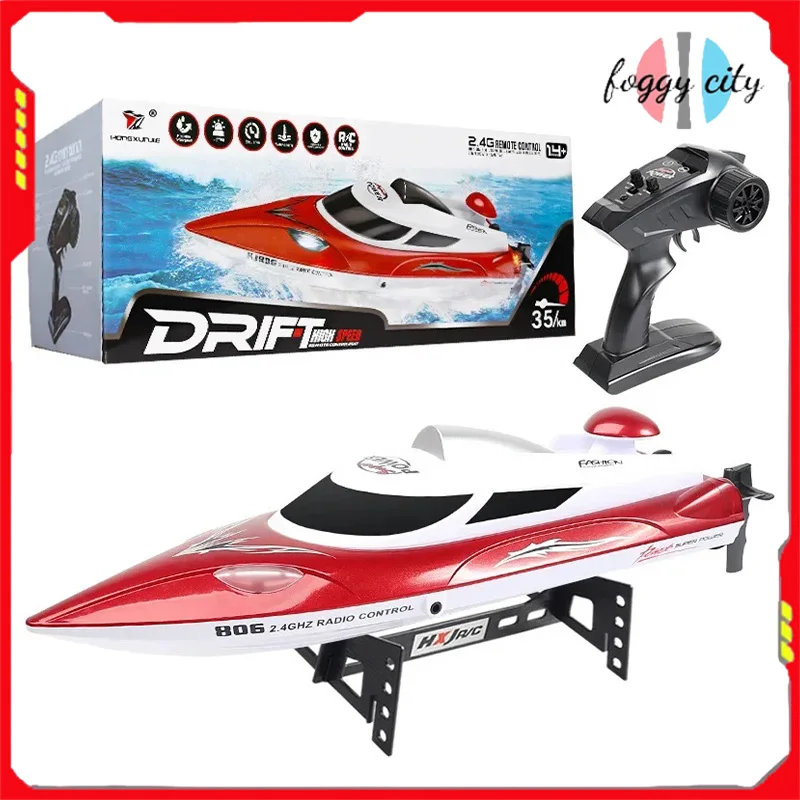 Large Remote-controlled Speedboat Hj806b Speed 35 Kilometers Per Hour Light Capsized Reset Water-cooled Remote-controlled Boat